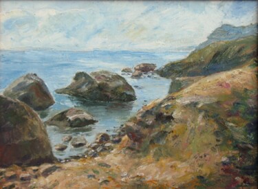 The Crimea. Coast. Painting titled "The Crimea. Coast." by Natalia Fedotovskikh, Original Art, Oil Mounted on Cardboard