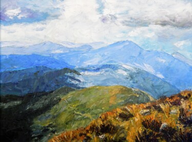 Painting titled "Mountain pass." by Natalia Fedotovskikh, Original Artwork, Oil Mounted on Wood Stretcher frame