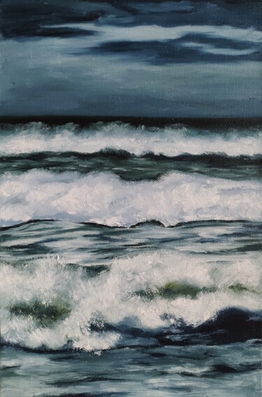 Pintura intitulada "Emotion of the sea.…" por Natalia Fedotovskikh, Obras de arte originais, Óleo Montado em Armação em made…