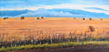 Pittura intitolato "Autumn fields. Land…" da Natalia Fedotovskikh, Opera d'arte originale, Olio Montato su Telaio per barell…