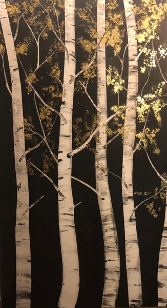 Peinture intitulée "forêt de bouleaux" par Segolene Genoud (SEG'S), Œuvre d'art originale, Pigments