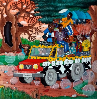 Картина под названием "Taxi brousse" - Segson, Подлинное произведение искусства, Масло