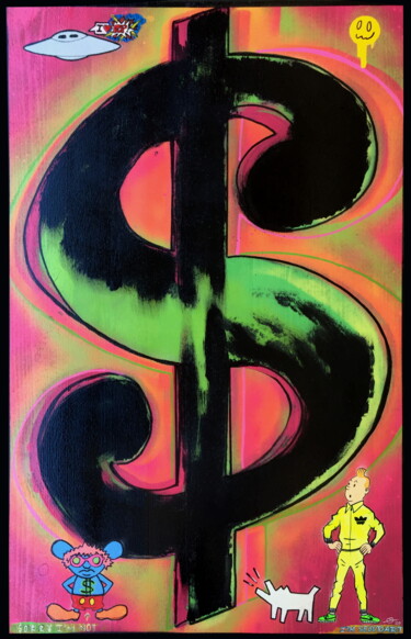 Painting titled "$ORRY I´M NOT ANDY…" by Segutoart, Original Artwork, Spray paint Mounted on Wood Panel