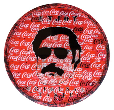 Painting titled "ENJOY COCA, ORIGINA…" by Segutoart, Original Artwork, Spray paint Mounted on Wood Panel