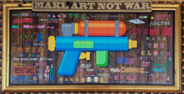 绘画 标题为“MAKE ART NOT WAR” 由Segutoart, 原创艺术品, 喷漆