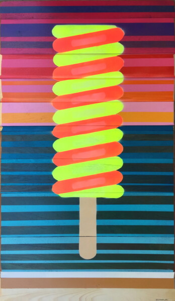 Painting titled "TWISTER" by Segutoart, Original Artwork, Spray paint Mounted on Wood Panel