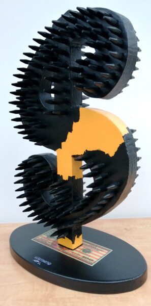 Sculpture intitulée "DON´T TOUCH MY MONEY" par Segutoart, Œuvre d'art originale, Bois