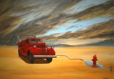 Schilderij getiteld "Woestijnbrand" door Michel Sehstedt, Origineel Kunstwerk