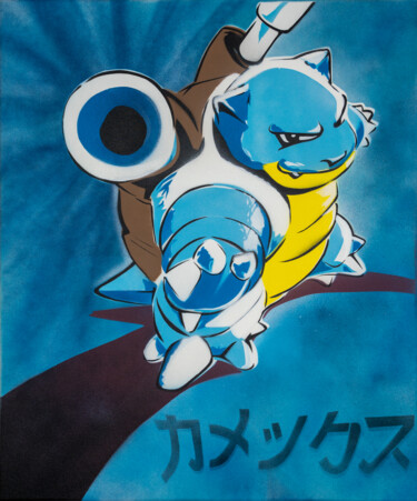 Peinture intitulée "Tortank au pochoir…" par Seko One, Œuvre d'art originale, Bombe aérosol Monté sur Châssis en bois