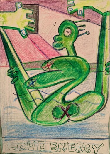Painting titled "Selfie" by Seksikoza Loveenergy Style Contemporary, Original Artwork, Pencil