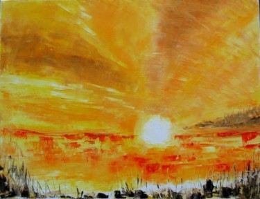 Peinture intitulée "couché soleil bin" par Andre Pourtales, Œuvre d'art originale