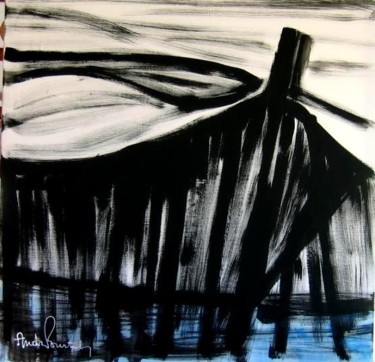 Peinture intitulée "serie noire la mer…" par Andre Pourtales, Œuvre d'art originale
