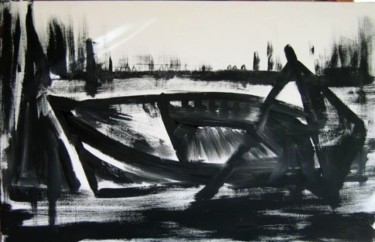 Peinture intitulée "barque serie noir s…" par Andre Pourtales, Œuvre d'art originale