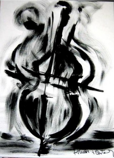 Peinture intitulée "danse violoncelle" par Andre Pourtales, Œuvre d'art originale