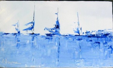 Peinture intitulée "voiles bleues" par Andre Pourtales, Œuvre d'art originale, Huile