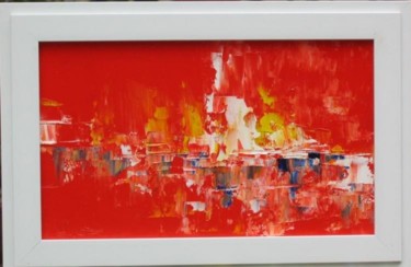 Peinture intitulée "rouges du port" par Andre Pourtales, Œuvre d'art originale, Huile