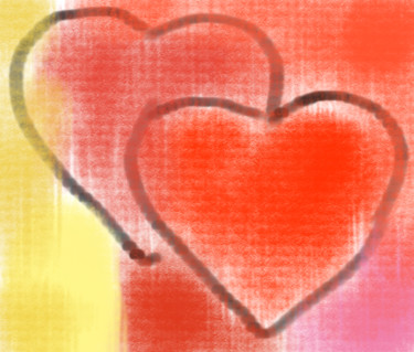 Цифровое искусство под названием "Влюбленные сердца" - Qiwi, Подлинное произведение искусства, Цифровая живопись