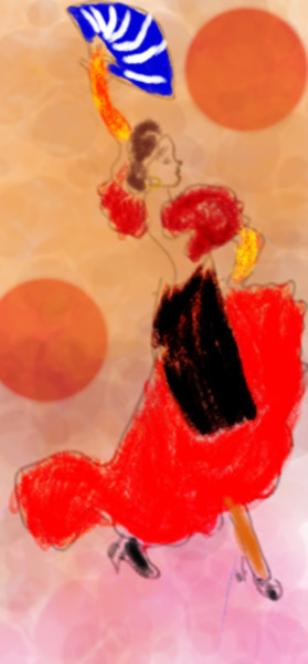 Цифровое искусство под названием "Огненный танец Флам…" - Qiwi, Подлинное произведение искусства, Цифровая живопись