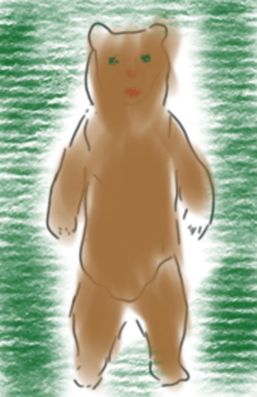 Цифровое искусство под названием "Медведь на поляне" - Qiwi, Подлинное произведение искусства, Цифровая живопись