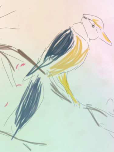 Цифровое искусство под названием "Певчая птица" - Qiwi, Подлинное произведение искусства, Цифровая живопись