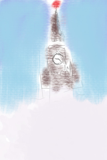 Arte digital titulada "Кремль в тумане" por Qiwi, Obra de arte original, Pintura Digital