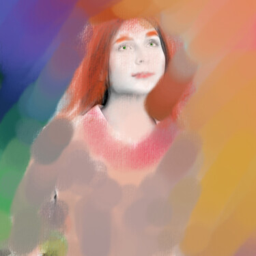 Digital Arts titled "Рыжая мечтательница" by Qiwi, Original Artwork, Digital Painting