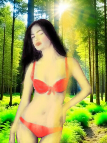 Digitale Kunst mit dem Titel "Soul of the forest" von Qiwi, Original-Kunstwerk, Digitale Collage