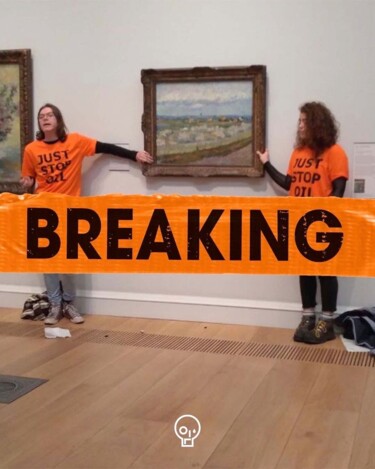 Climate activists in the United Kingdom glue their hands to a Vincent van Gogh painting in a London museum