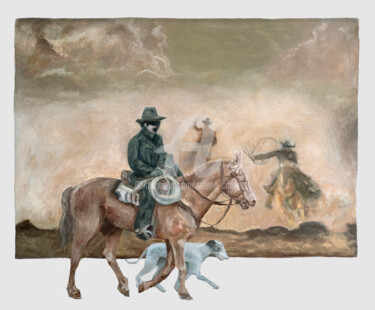 Malarstwo zatytułowany „The last run” autorstwa Sélène Cannet, Oryginalna praca, Olej Zamontowany na Drewniana rama noszy