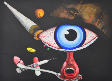 Malerei mit dem Titel "Le cri Obscur" von Selestino Roxo, Original-Kunstwerk, Acryl