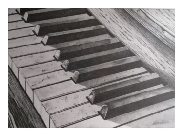 Drawing titled "PIANO" by Selestino Roxo, Original Artwork, Pencil