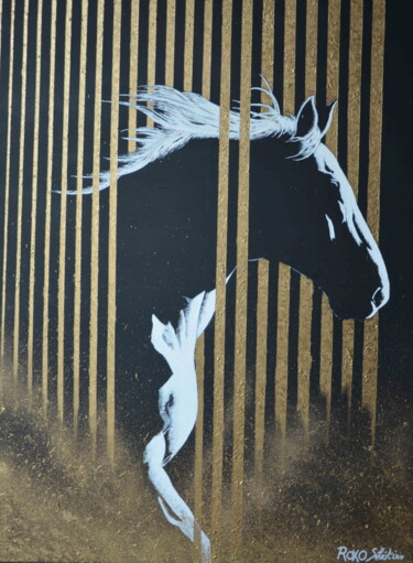 Pintura intitulada "cheval" por Selestino Roxo, Obras de arte originais, Acrílico Montado em Armação em madeira