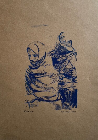 Printmaking titled "Women at the Grand…" by Selim Kaya, Original Artwork, Monotype