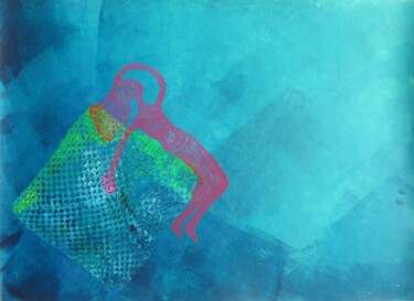 Malerei mit dem Titel "The Pink Woman is R…" von Selin Göksel, Original-Kunstwerk, Acryl