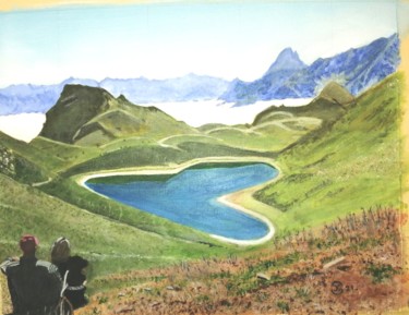 Painting titled "Lac DU MONTAGNON D'…" by Jean-Claude Selles Brotons, Original Artwork, Acrylic Mounted on Wood Stretcher fr…