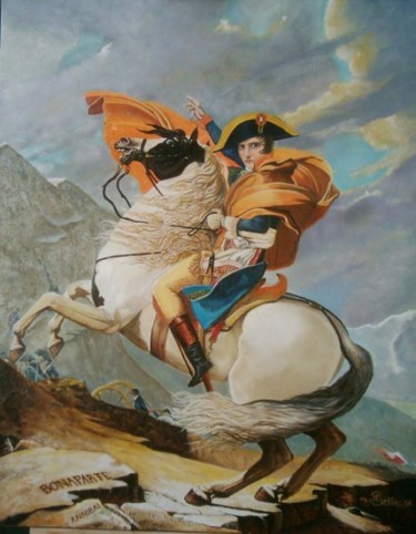 Schilderij getiteld "NAPOLEON TRAVERSANT…" door Jean-Claude Selles Brotons, Origineel Kunstwerk, Olie