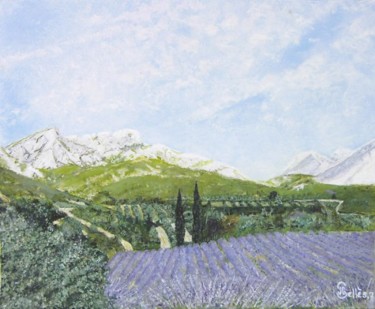 Painting titled "Les Alpilles à Aure…" by Jean-Claude Selles Brotons, Original Artwork