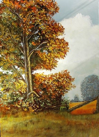 Peinture intitulée "L'arbre de l'automne" par Jean-Claude Selles Brotons, Œuvre d'art originale