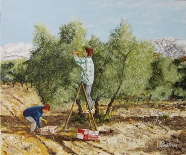 Schilderij getiteld "Les olivades au ver…" door Jean-Claude Selles Brotons, Origineel Kunstwerk