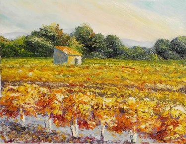 Malerei mit dem Titel "Un Casot dans les V…" von Jean-Claude Selles Brotons, Original-Kunstwerk, Öl