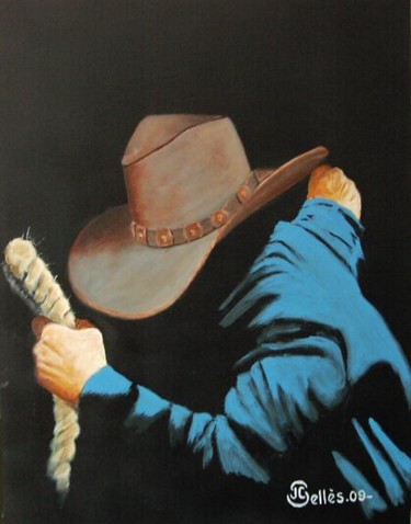 Peinture intitulée "Cowboy Rodéo. U.S.A" par Jean-Claude Selles Brotons, Œuvre d'art originale