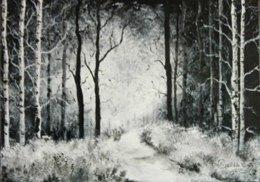 Ζωγραφική με τίτλο "La forêt de bouleau…" από Jean-Claude Selles Brotons, Αυθεντικά έργα τέχνης, Λάδι