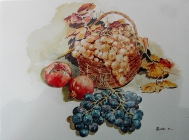 Painting titled "Panier de fruits" by Jean-Claude Selles Brotons, Original Artwork