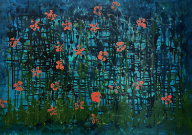 Peinture intitulée "Deep Bloom" par Selma Bekkaoui, Œuvre d'art originale, Acrylique