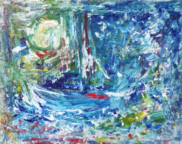 Painting titled "Portal to the Ocean" by Selena Sashina, Original Artwork, Acrylic Mounted on Wood Stretcher frame