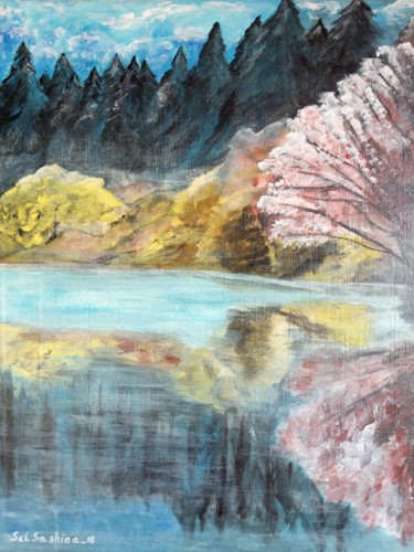 Ζωγραφική με τίτλο "Sakura tree blossom…" από Selena Sashina, Αυθεντικά έργα τέχνης, Ακρυλικό Τοποθετήθηκε στο Ξύλινο φορείο…