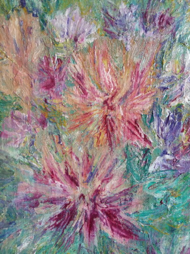 Painting titled "Asters" by Selena Sashina, Original Artwork, Oil Mounted on Wood Stretcher frame