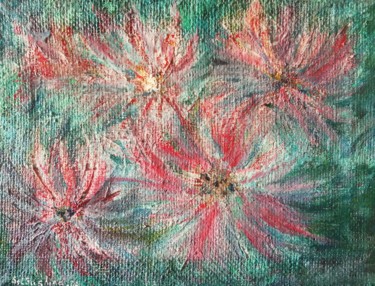 Painting titled "Chrysanthemum" by Selena Sashina, Original Artwork, Oil Mounted on Wood Stretcher frame