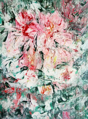 Schilderij getiteld "Rose Impasto Painti…" door Selena Sashina, Origineel Kunstwerk, Olie Gemonteerd op Karton
