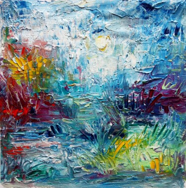Картина под названием "Blooming lake" - Selena Sashina, Подлинное произведение искусства, Масло Установлен на Деревянная рам…